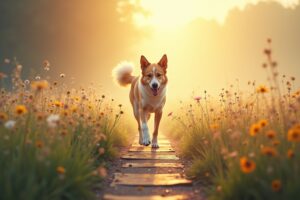 komm gut über die regenbogenbrücke hund-Titel